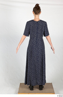  Photos Historical Maid Woman in cloth dress 1 20th century Maid a poses blue dress polka dots dress whole body 0004.jpg